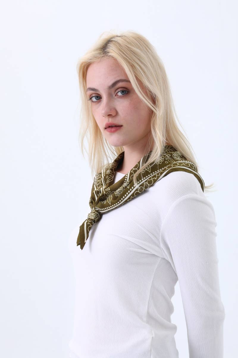 Floral Dot Satin Square Scarf
