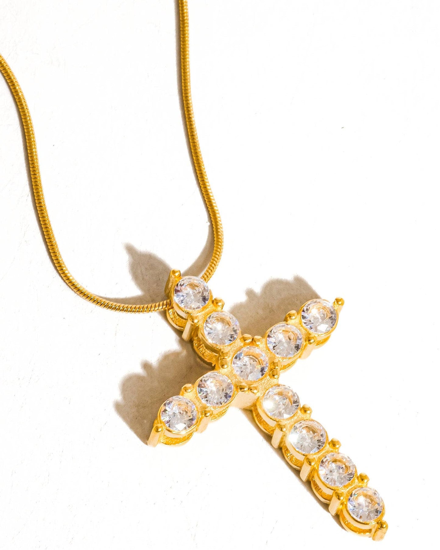 Raeven 18K Gold Non-Tarnish CZ Cross Necklace