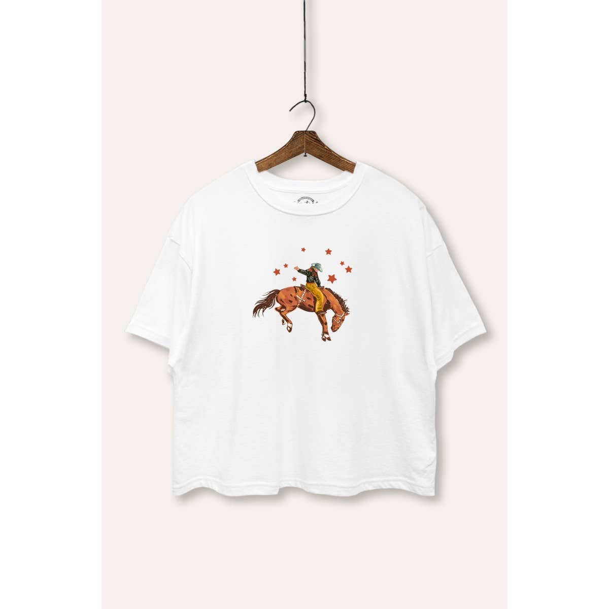 Rodeo Cowboy Stars Western Graphic Boxy Crop Top