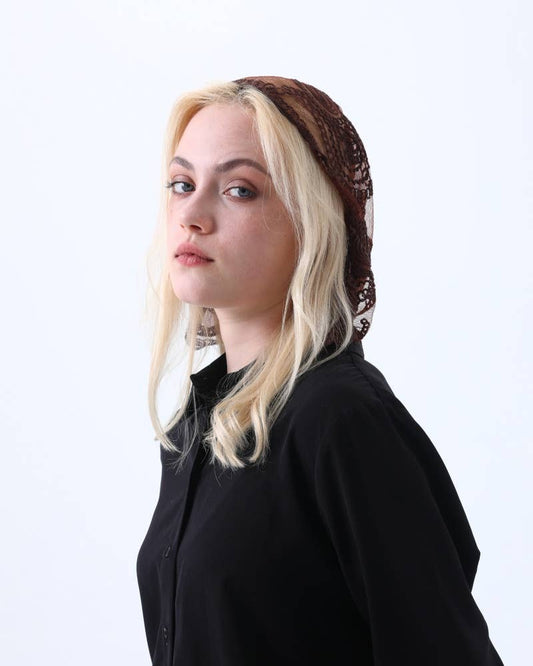 Retro Embroidered Lace Triangle Hair Scarf