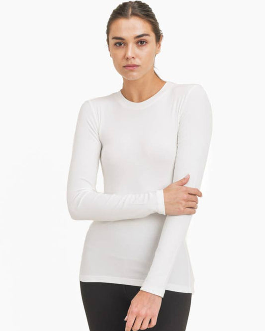 Essential Long-Sleeved Micro-Ribbed Athleisure Top