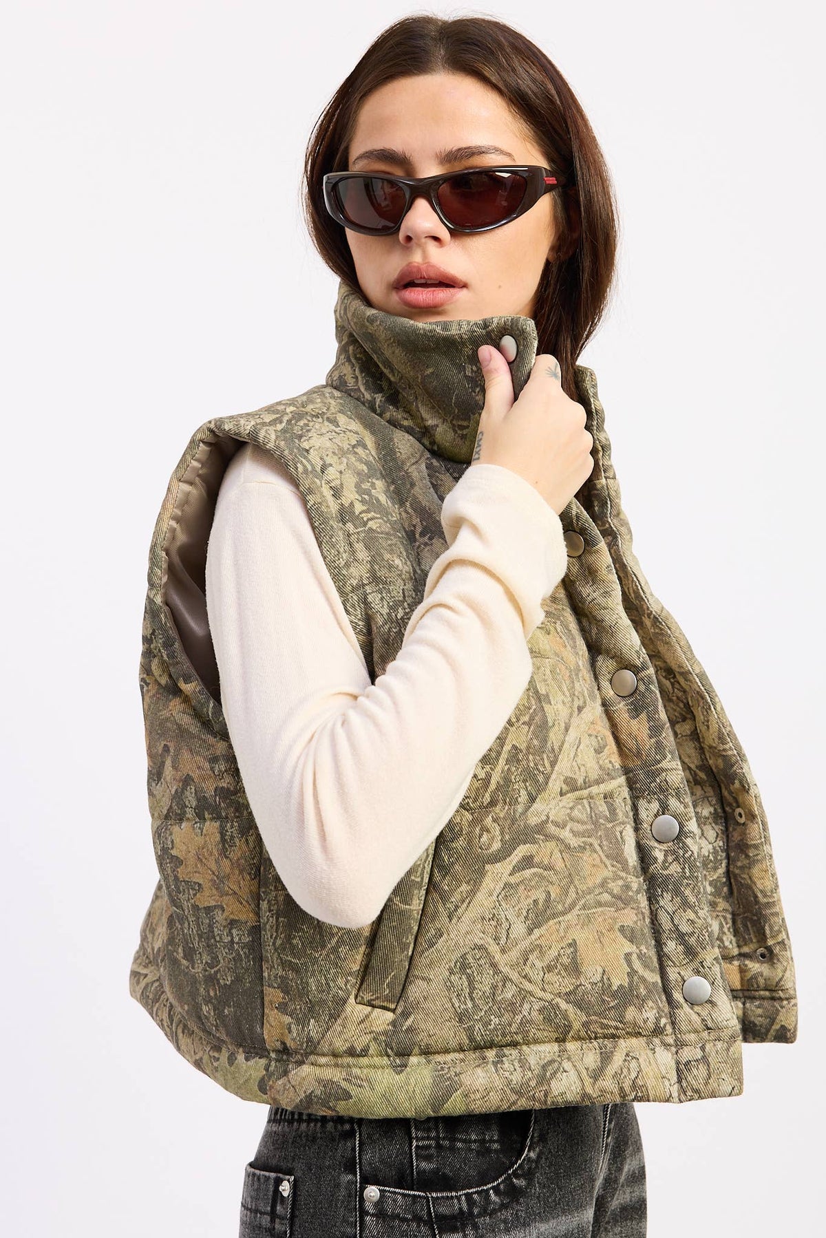 Camo Print Puffer Vest