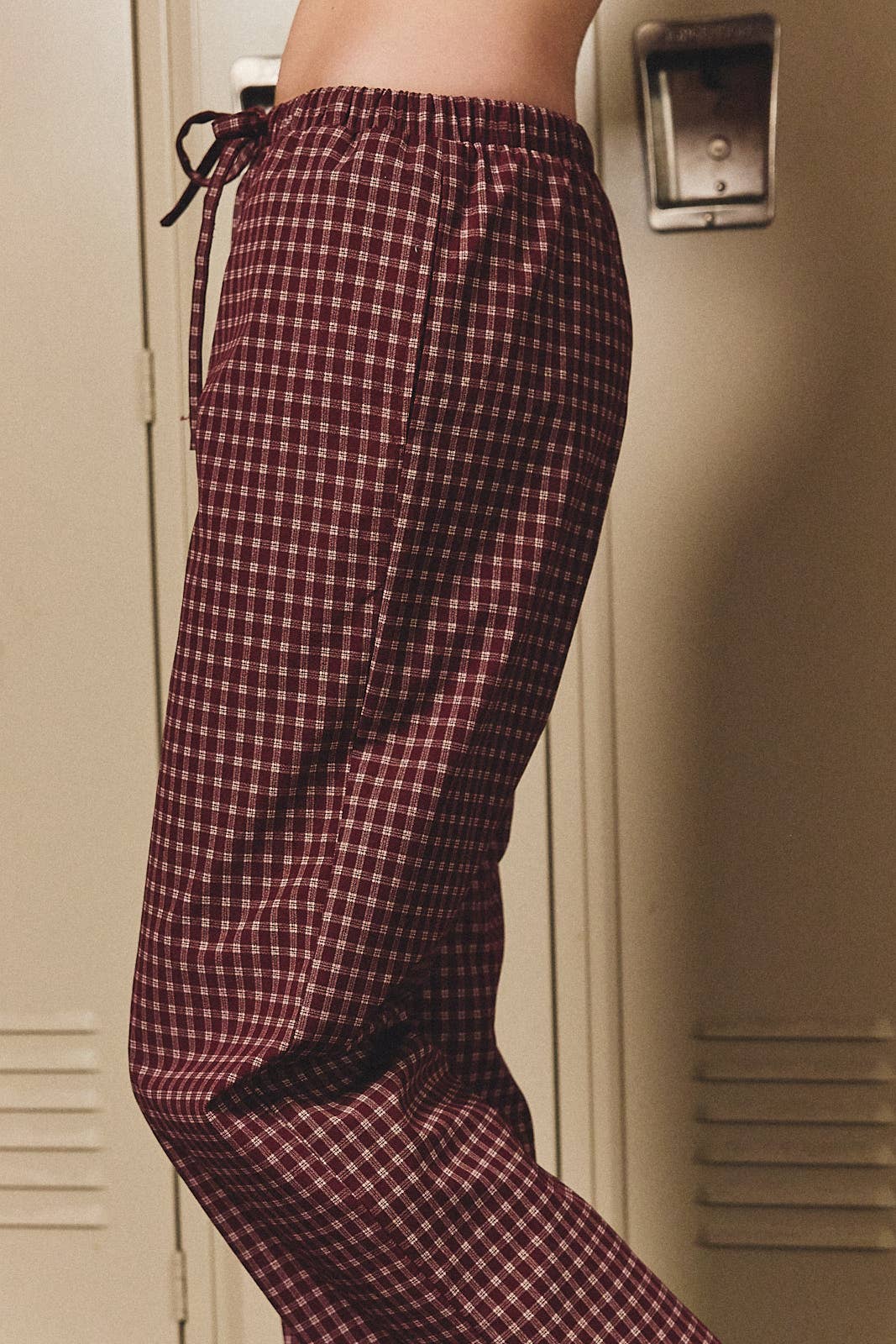 MID RISE WIDE LONG CHECK PANTS