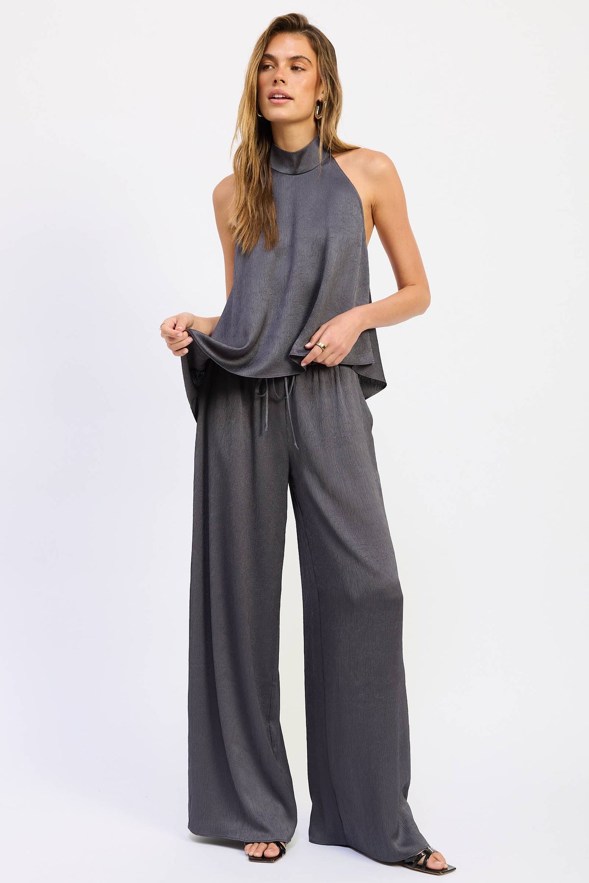 OPEN BACK ASYMMETRICAL HALTER TOP