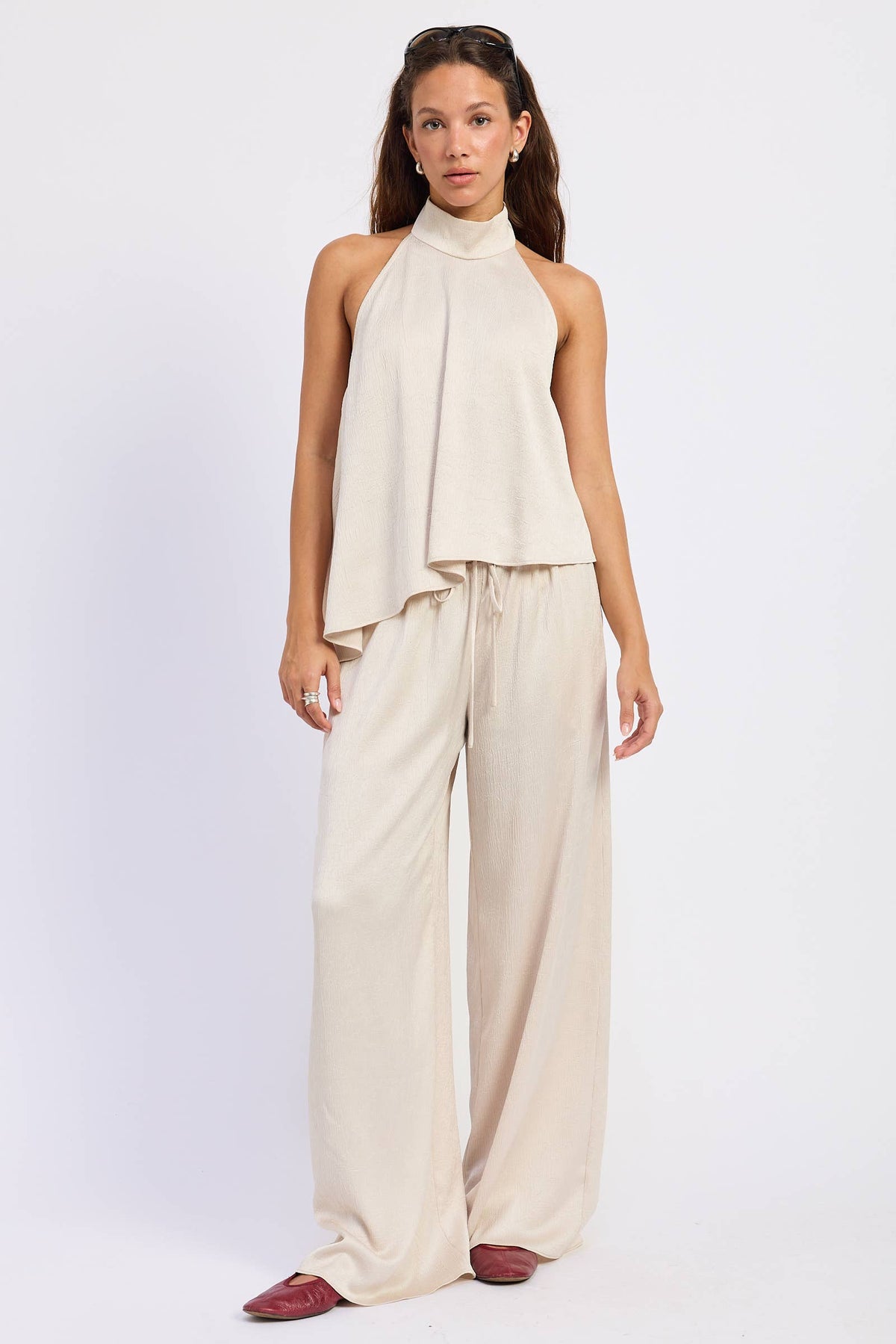 OPEN BACK ASYMMETRICAL HALTER TOP