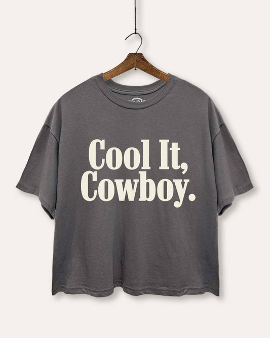 Cool It Cowboy Western Graphic Boxy Crop Top