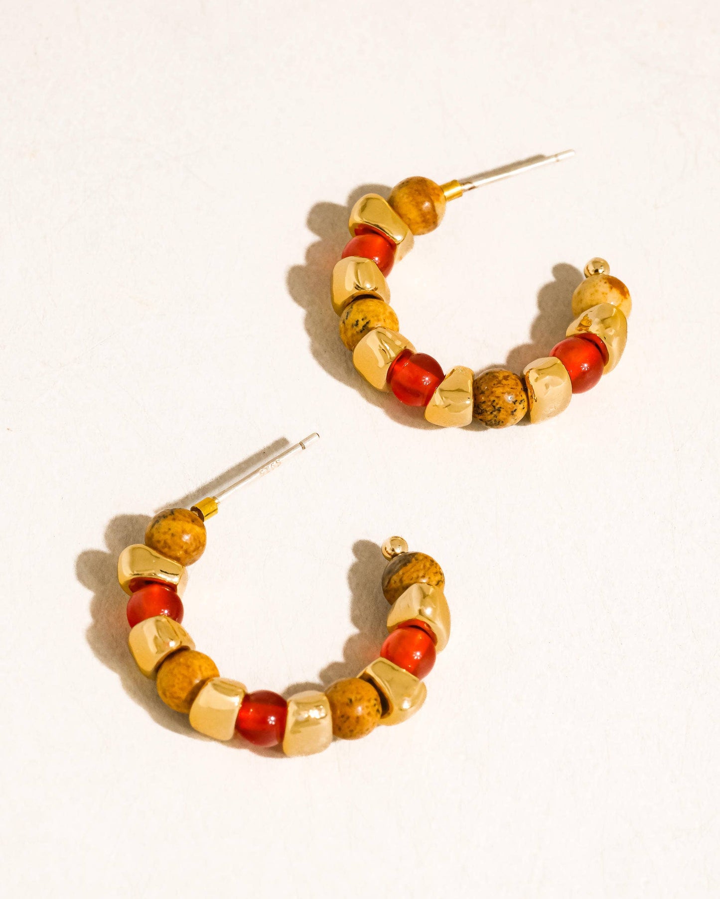 Noisette 18K Gold Boho Beaded Hoop Earrings