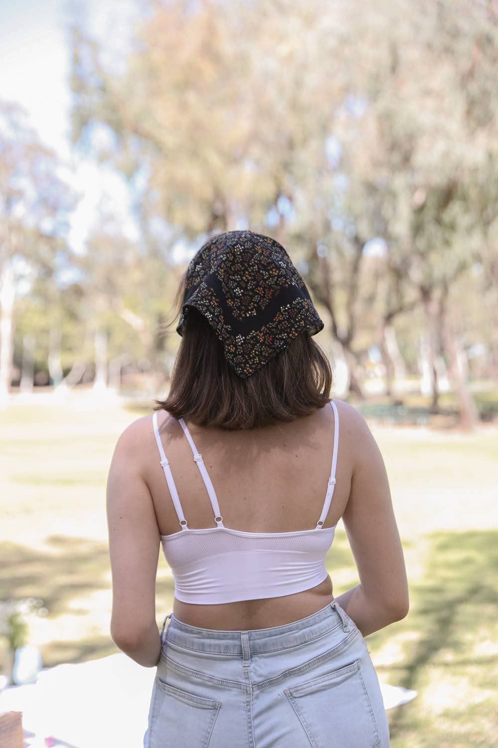 Vintage Floral Foliage Bandana Neckerchief – Soft Cotton