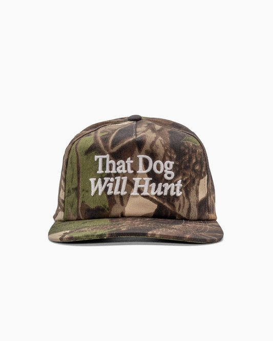 That Dog Will Hunt | 5-Panel Unstructured Hat | Woods Camo
