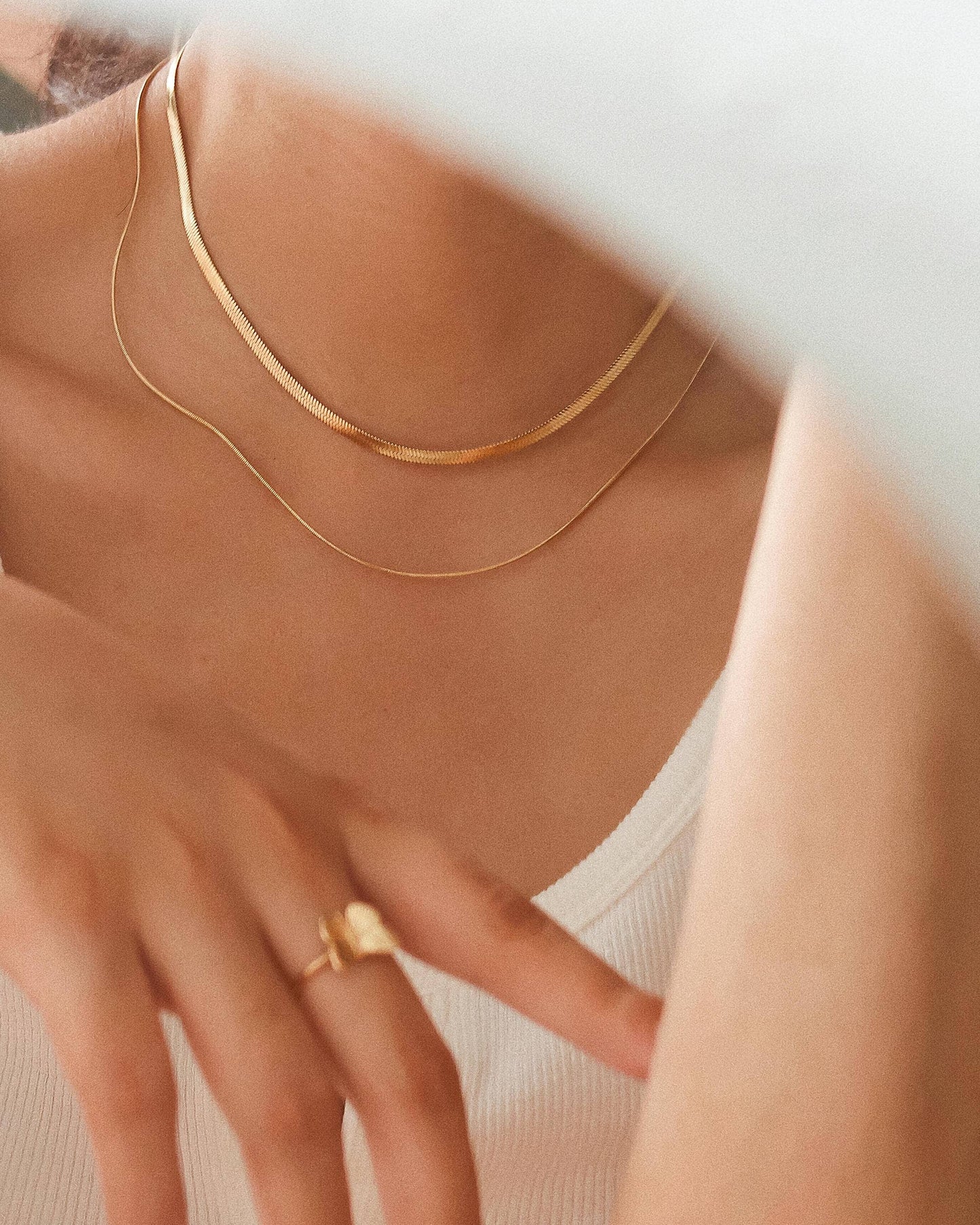 Jean Layered Flat Snake Chain Necklace