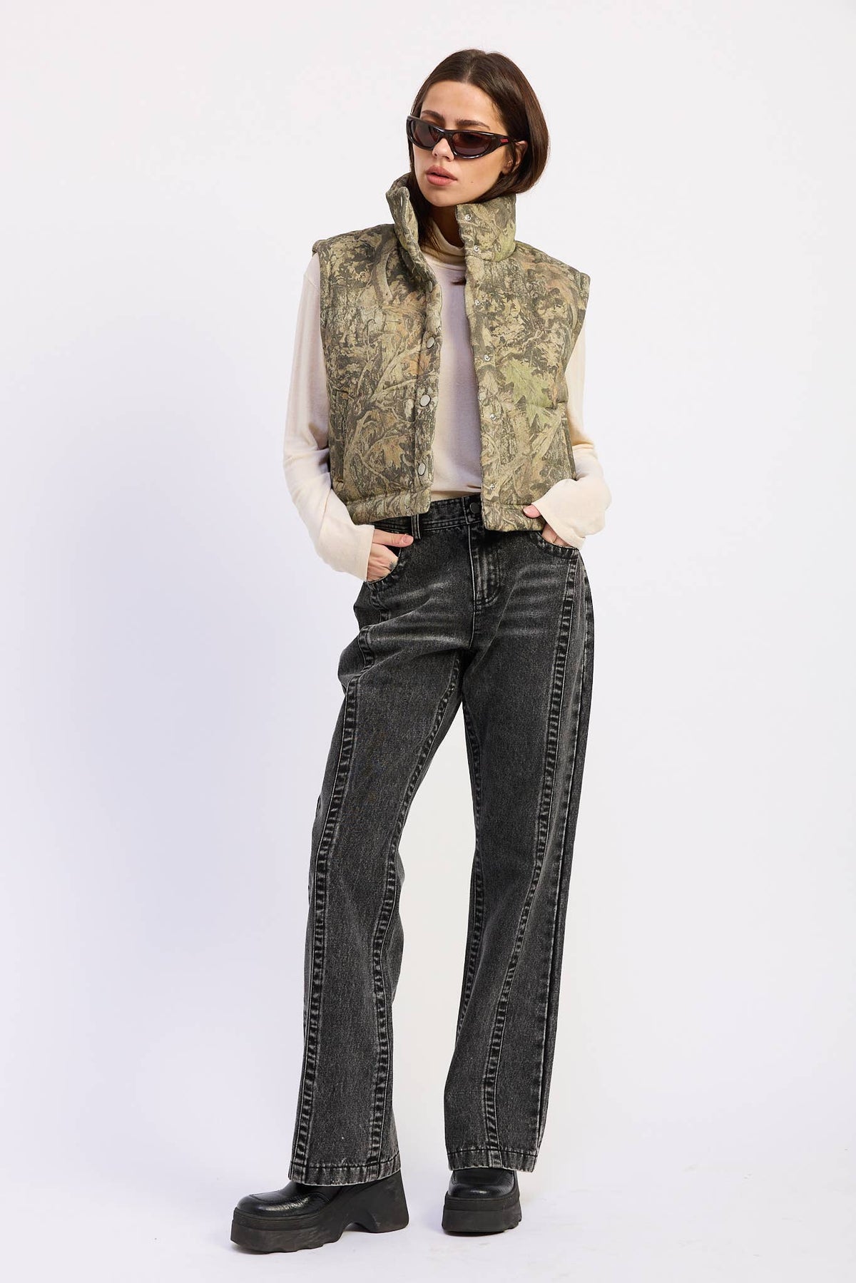 Camo Print Puffer Vest