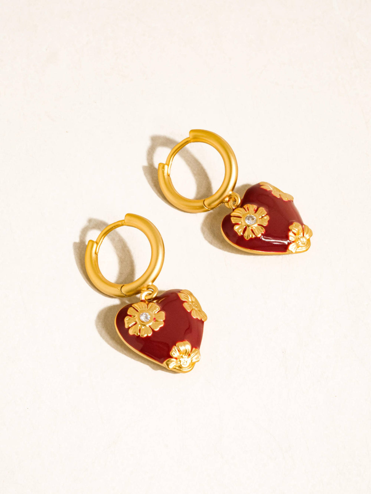 Bea 18K Gold Vintage Floral Heart Earrings