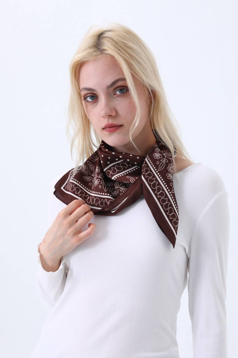 Floral Dot Satin Square Scarf