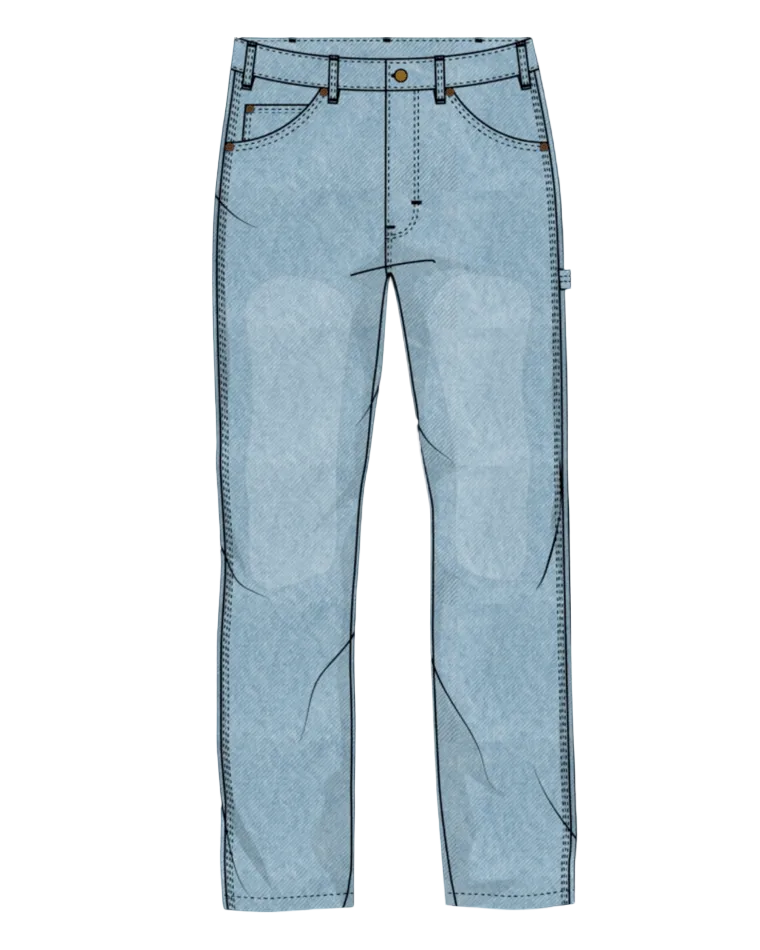 Light blue jeans on a transparent background